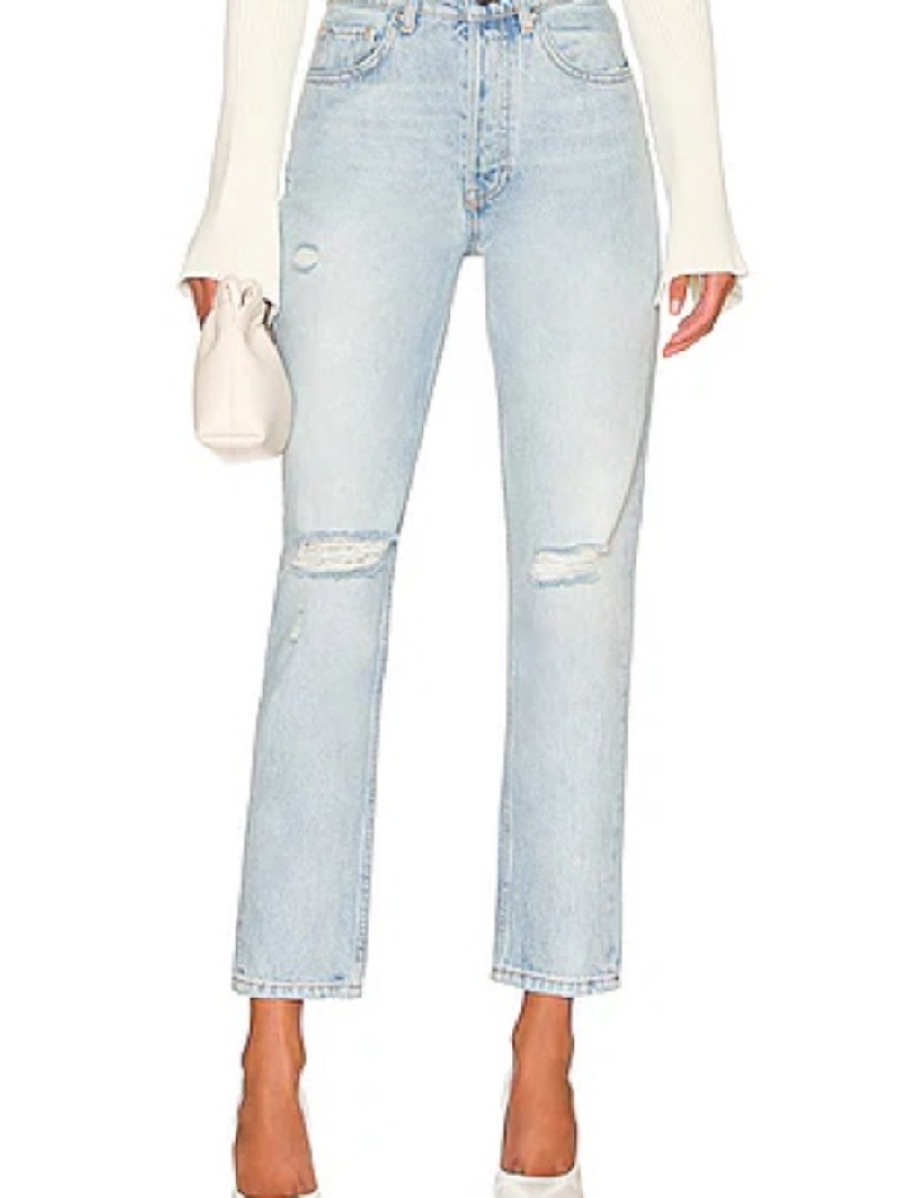 NWT Anine Bing Sonya high rise ankle - destructed classic blue